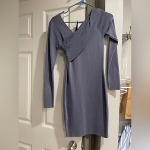 Fashion Nova Ribbed Knit Mini Dress in Blue